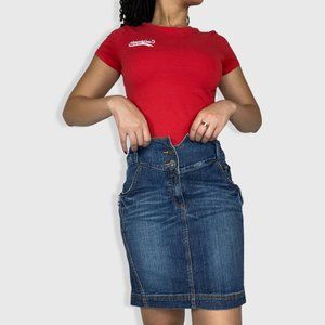 Dark Wash Knee Length Skirt